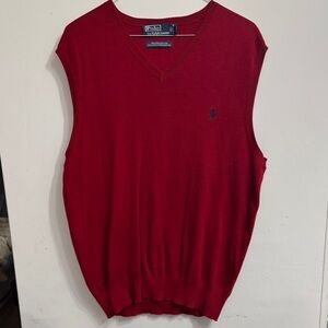 Polo by Ralph Lauren Men's V-Neck Red Sweater Vest